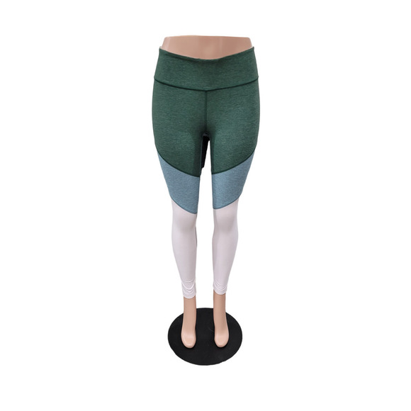 NEW Outdoor Voices Spring 7/8 Leggings Green Pink Size S Color Block Athletic - Picture 2 of 14